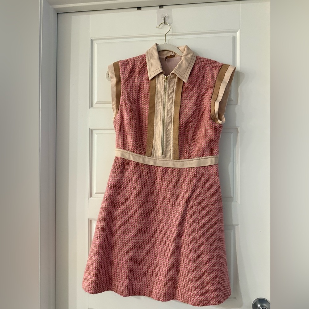 Stylish Pink and Cream Mini Dress